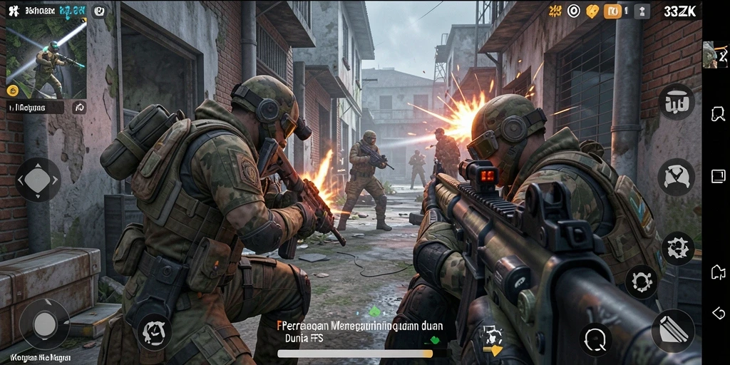 Screenshot yang menunjukkan aksi menegangkan dalam game FPS 33ZK.