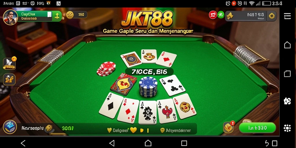 Tampilan gameplay JKT88 yang menarik dan interaktif saat bermain Gaple.