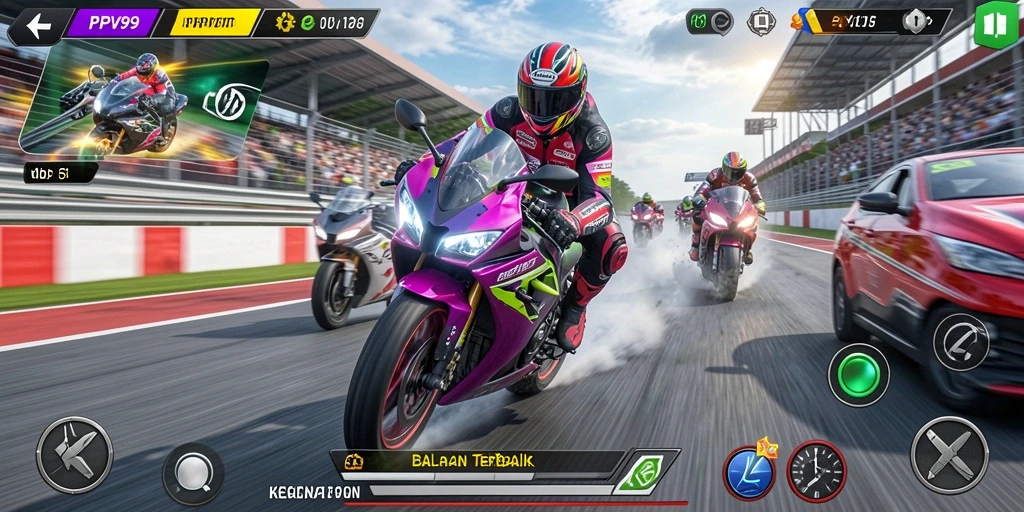 Tampilan gameplay menegangkan di PPV99 dengan berbagai lintasan balap.