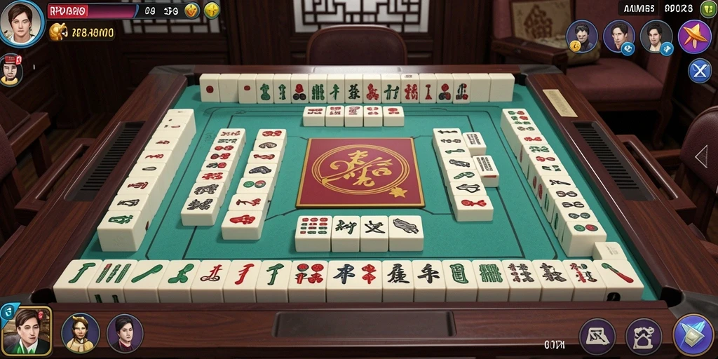 Screenshot menunjukkan pemain menyusun ubin Mahjong dengan strategi.